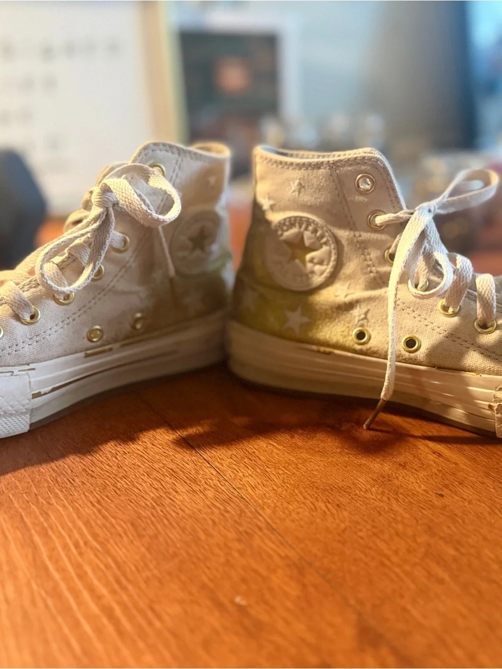 Converse Chuck All Star Eva Platform High Top White Gold Star Youth 2